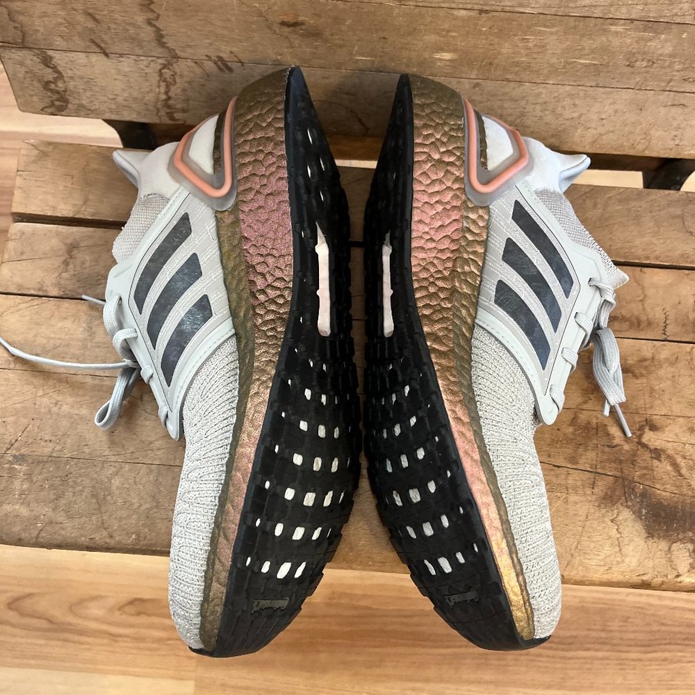 Adidas Men's Primeblue Ultraboost 20 Gray/Coral Iridescent Shoes Sz 10.5